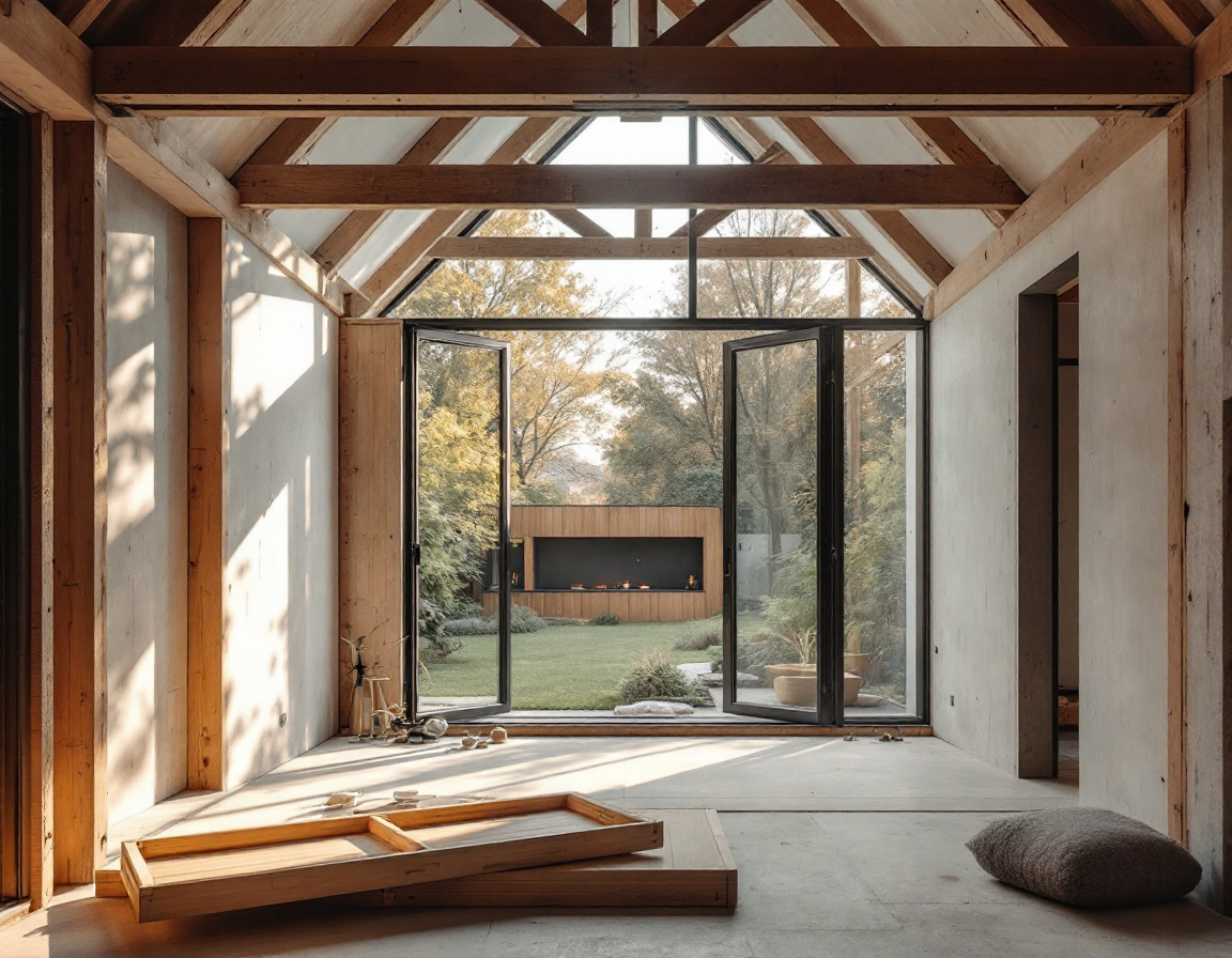 Home addition structure blending with existing house