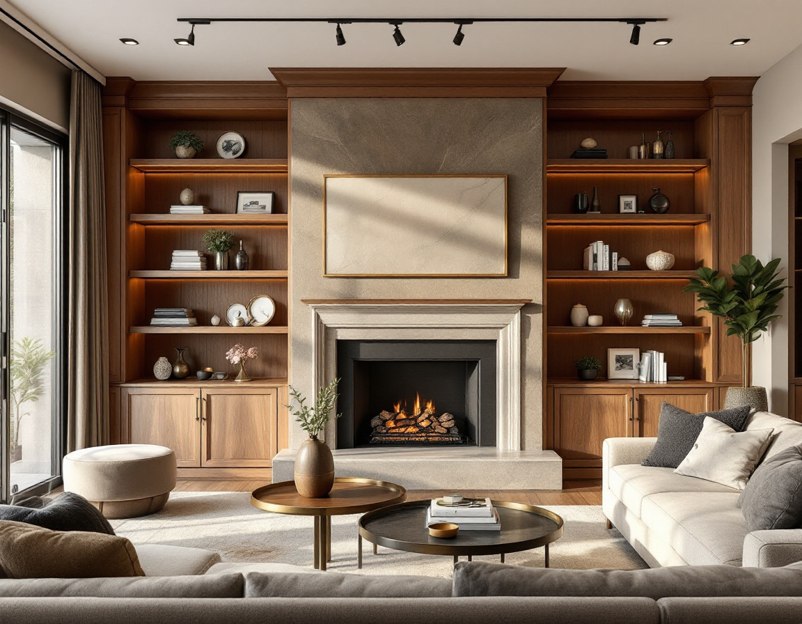 Renovated luxury living room with custom joinery